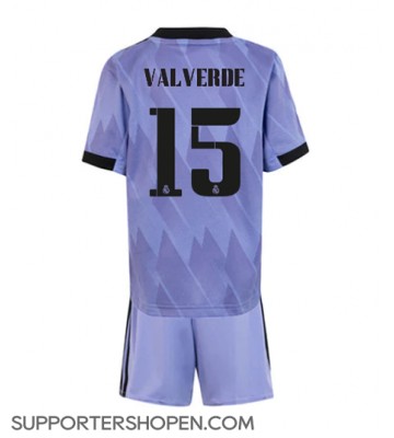 Real Madrid Federico Valverde #15 Bortatröja Barn 2022-23 Kortärmad (+ korta byxor)